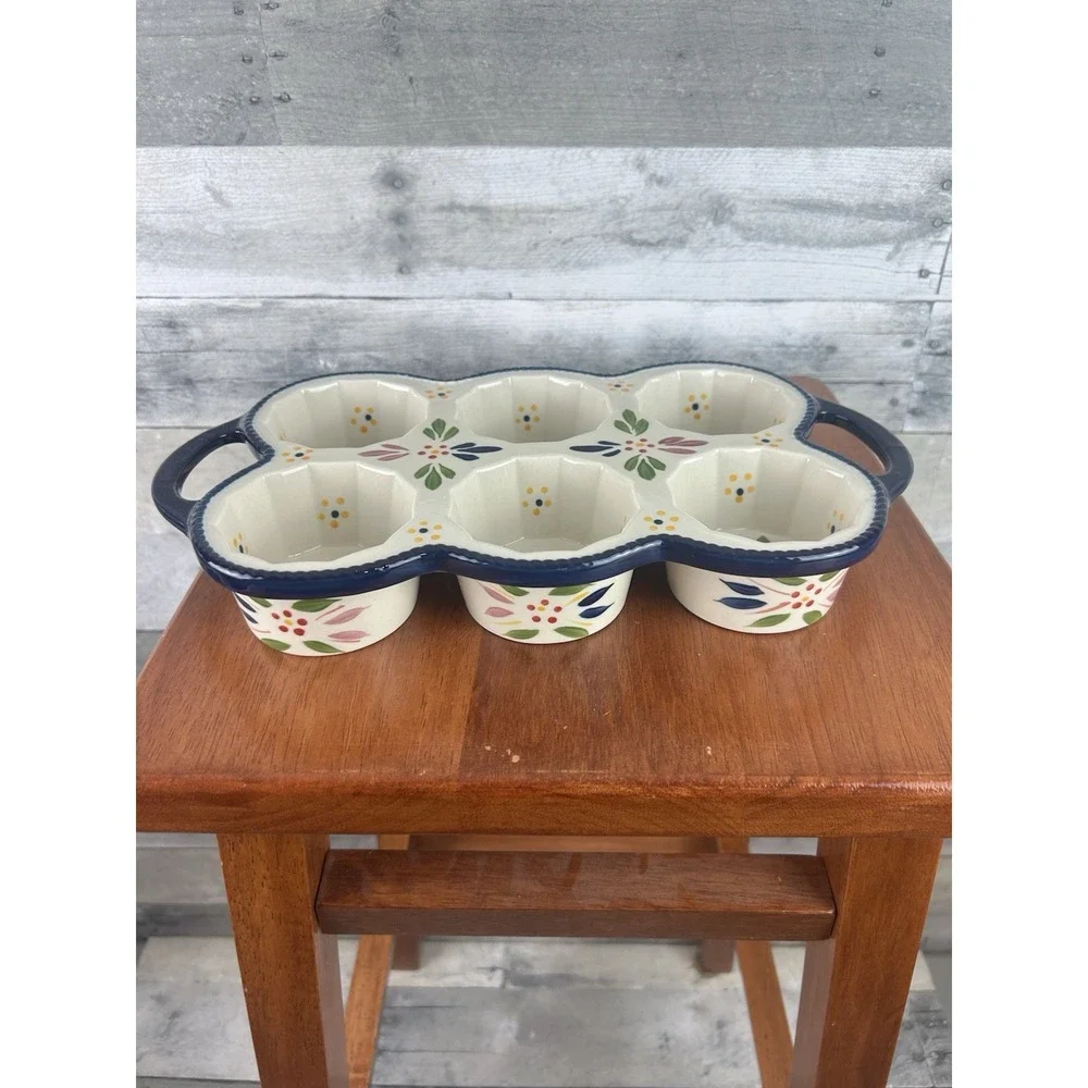TEMPATIONS BY TARA OLD WORLD BLUE CERAMIC MUFFIN PAN